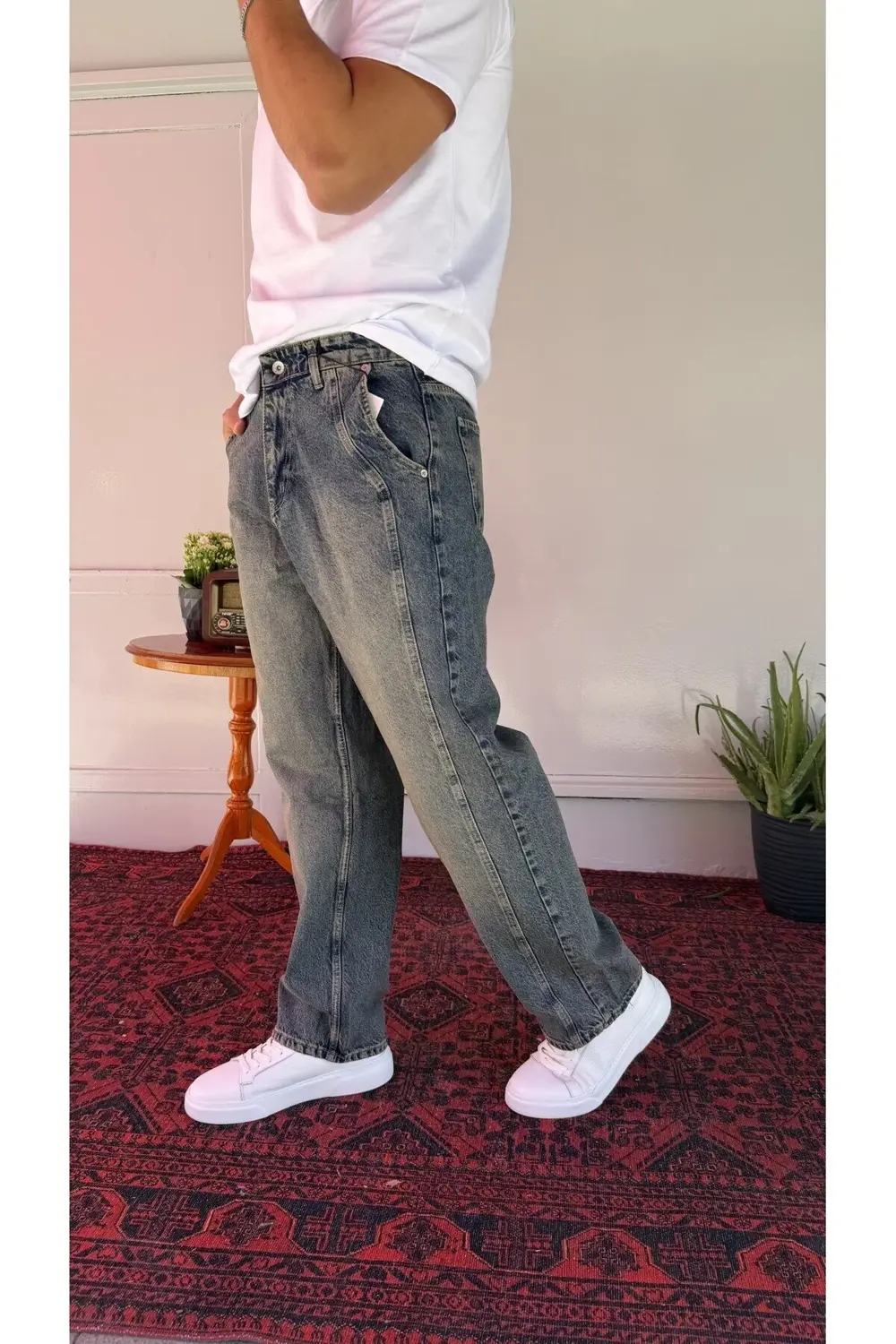 Boydan Dikiş Detaylı Relax Baggy Jean