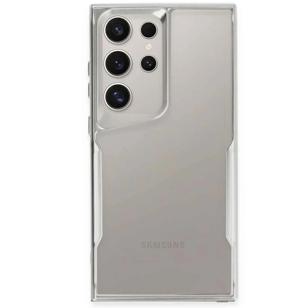 Boyi Serisi Galaxy S24 Ultra Kılıf - Minimalist Gümüş Silikon Kapak