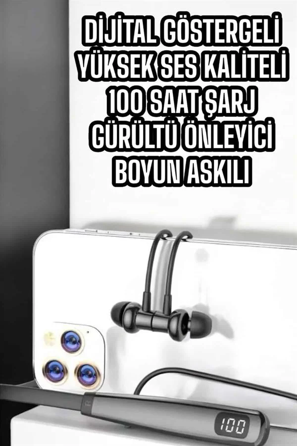 Boyun Askılı Bluetooth Kulaklık Uzun Şarj Süreli Dijital Göstergeli Kablolu Boyun Askılı Bluetooth Kulaklık Uzun Şarj Süreli Dijital Göstergeli Kablolu