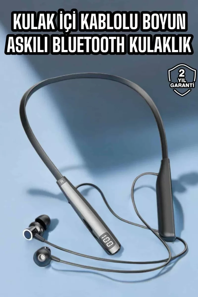 Boyun Askılı Bluetooth Kulaklık Uzun Şarj Süreli Dijital Göstergeli Kablolu - Lisinya