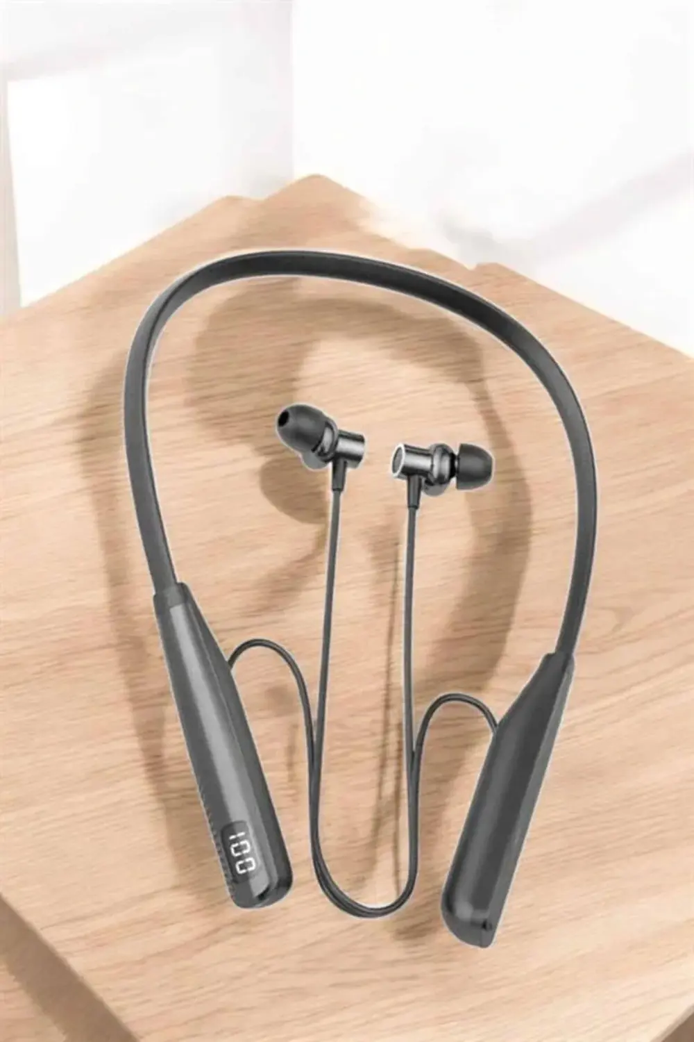 Boyun Askılı Bluetooth Kulaklık Uzun Şarj Süreli Dijital Gösterge