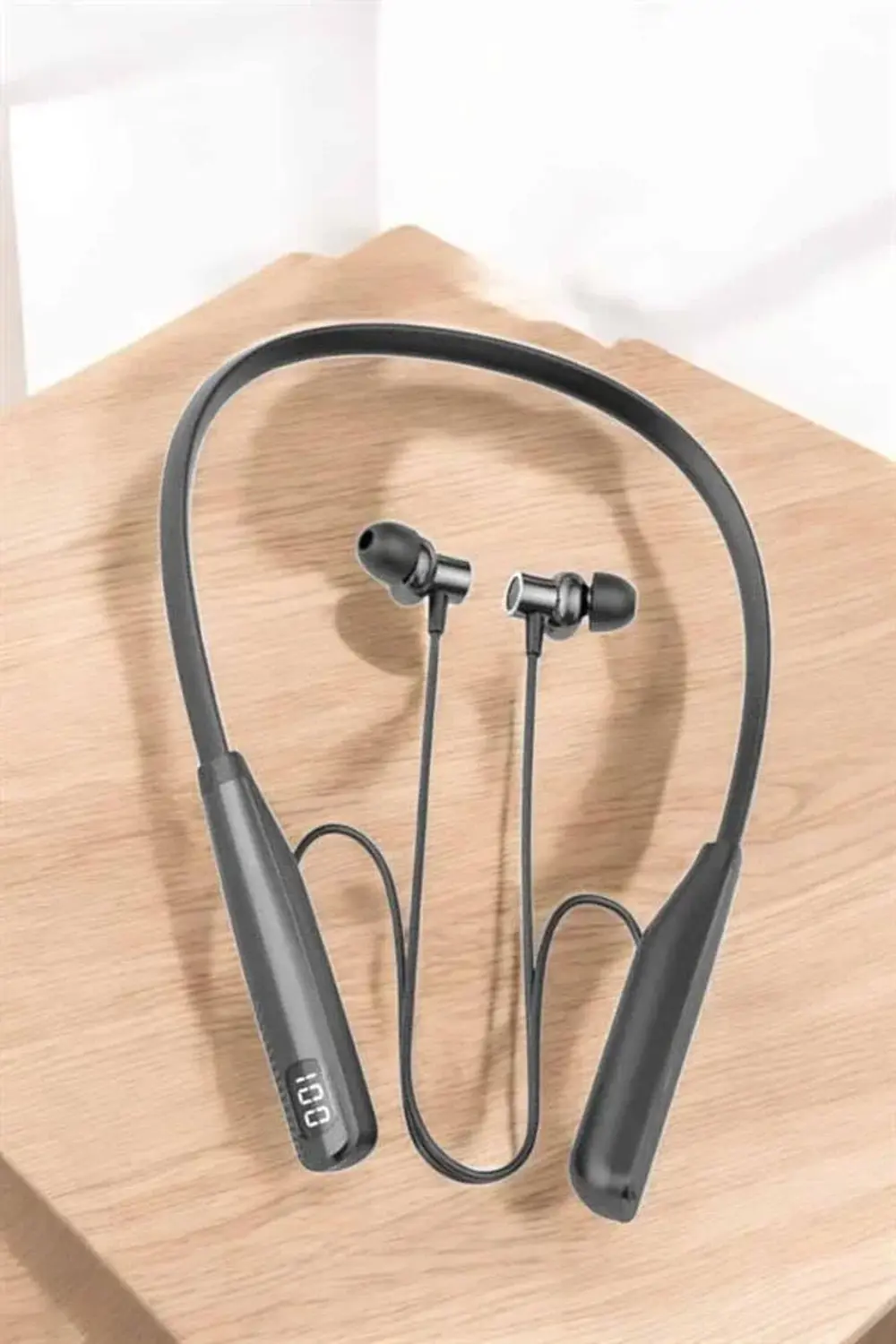 Boyun Askılı Bluetooth Kulaklık Uzun Şarj Süreli Dijital Gösterge