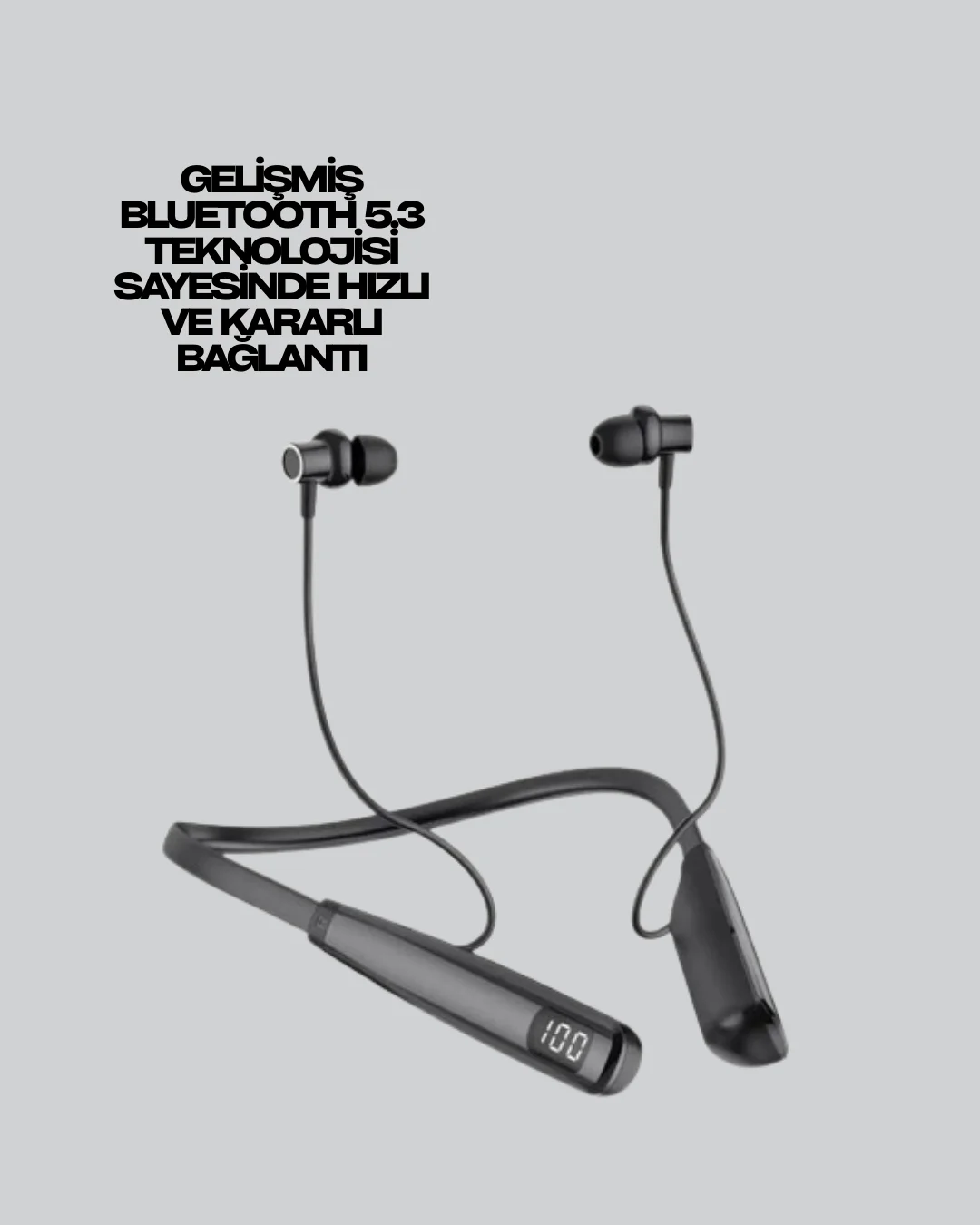 Boyun Askılı Kablosuz Bluetooth Kulaklık – Aktif Gürültü Önleme, LCD Ekranlı