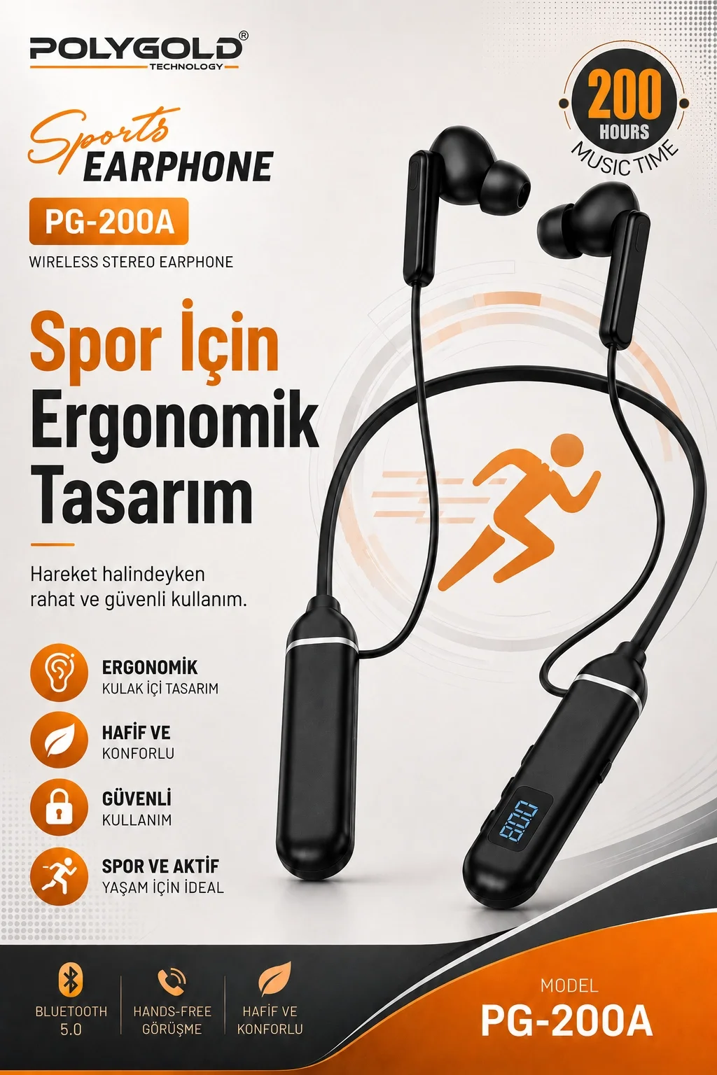 Boyun Askılı Kablosuz Stereo Kulaklık Spor Kullanıma Uygun Mikrofonlu Model