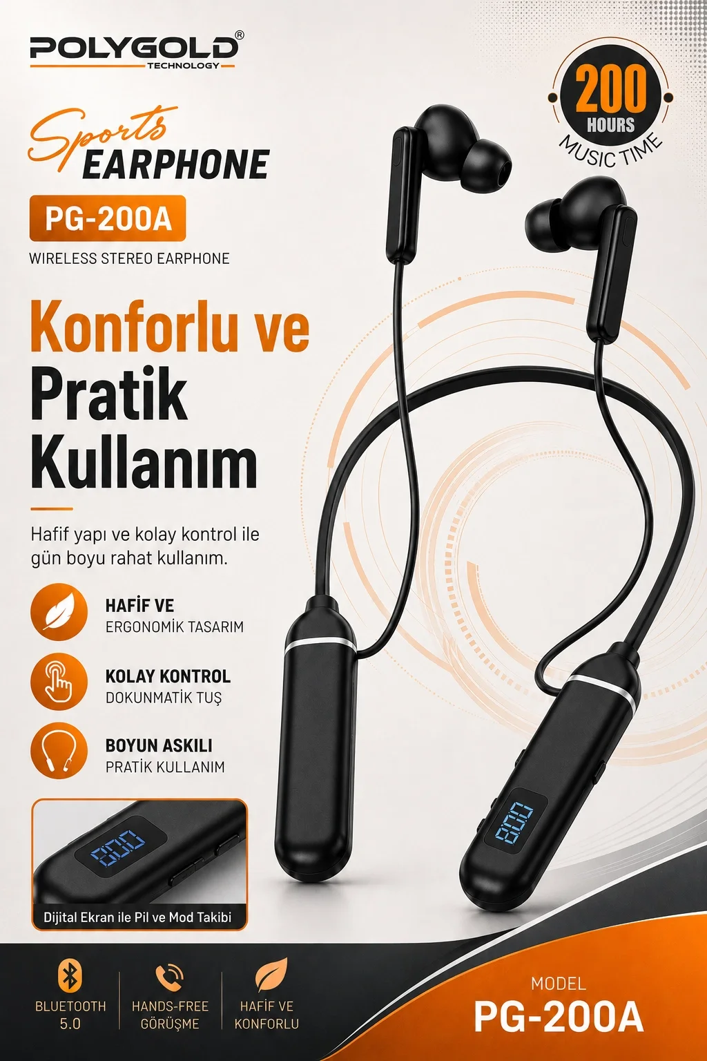 Boyun Askılı Kablosuz Stereo Kulaklık Spor Kullanıma Uygun Mikrofonlu Model