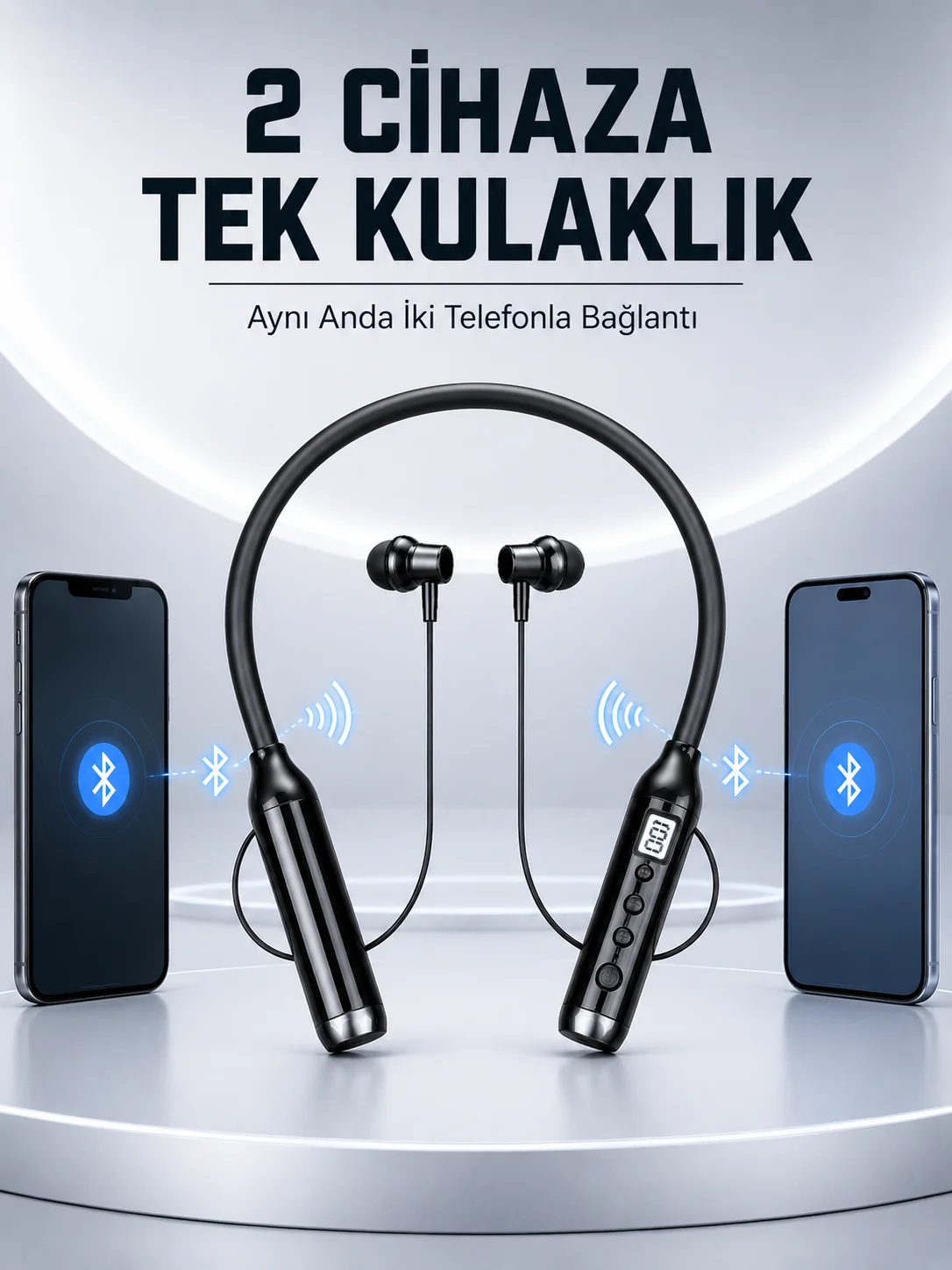 Boyun Bantlı Bluetooth Kulaklık Dijital Ekranlı Mikrofonlu Çift Telefon Bağlantılı Kablosuz Müzik ve Görüşme Kulaklığı Fiyatı, Yorumları ve Özellikleri
