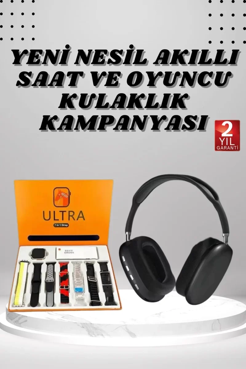 Boyun Bantlı Kulaklık ve 7 Kordonlu Yeni Nesil Akıllı Saat Kampanyası Yüksek Ses Kaliteli - Lisinya