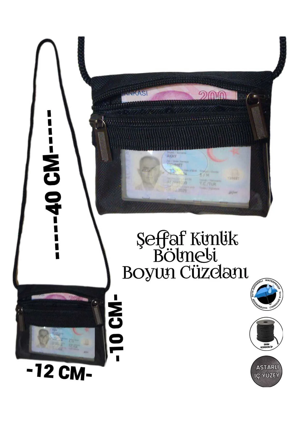 BOYUN CÜZDANI ŞEFFAF KİMLİK BÖLMELİ