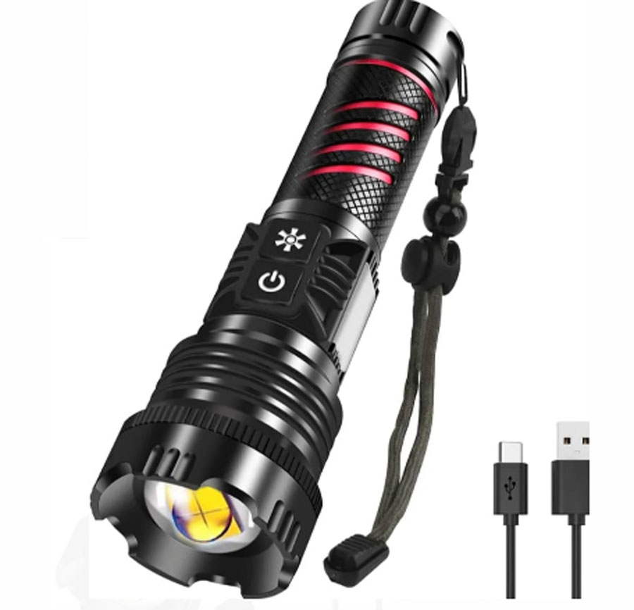BR-6800 Zoomlu 30w  El Feneri Cob Led 8 Fonksiyonlu C-Tip Şarj Ed