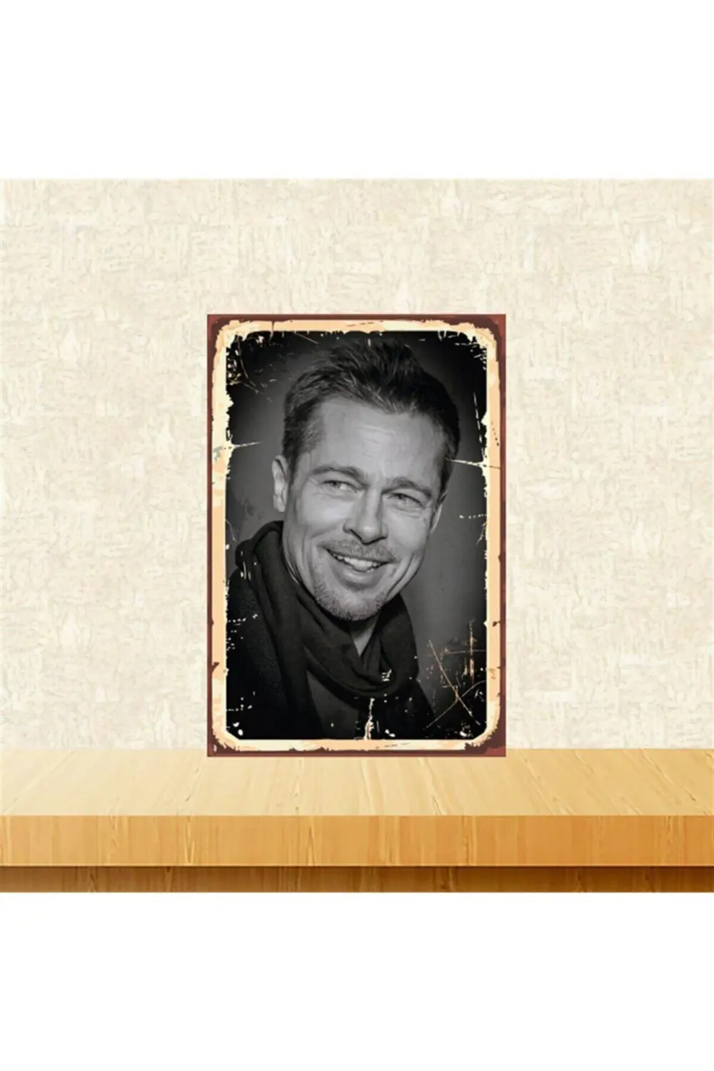 Brad Pitt 20-30 Cm Retro Ahşap Tablo Tkfx4697