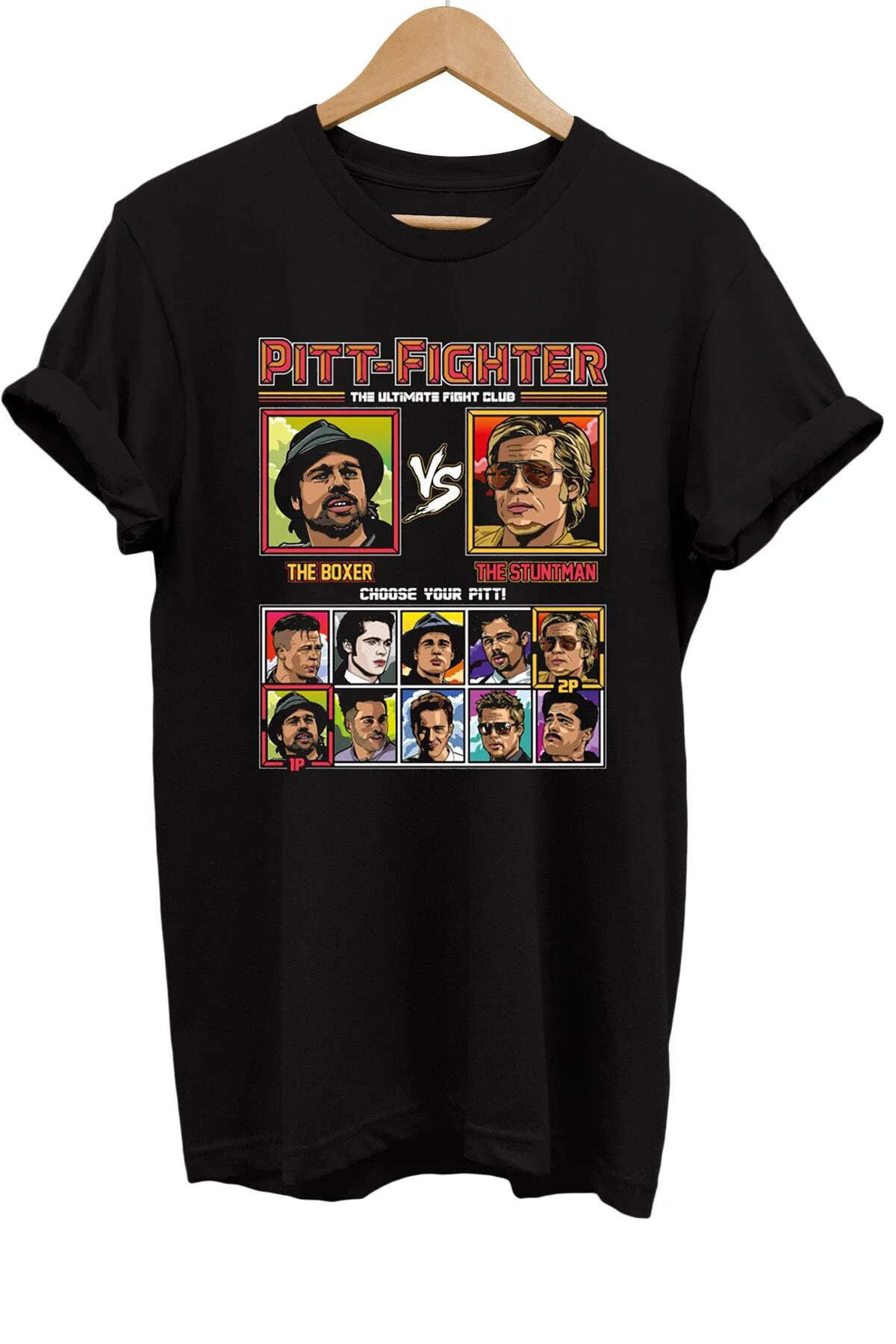 Brad Pitt Film Karakterleri Baskılı %100 Pamuk Oversize T-shirt