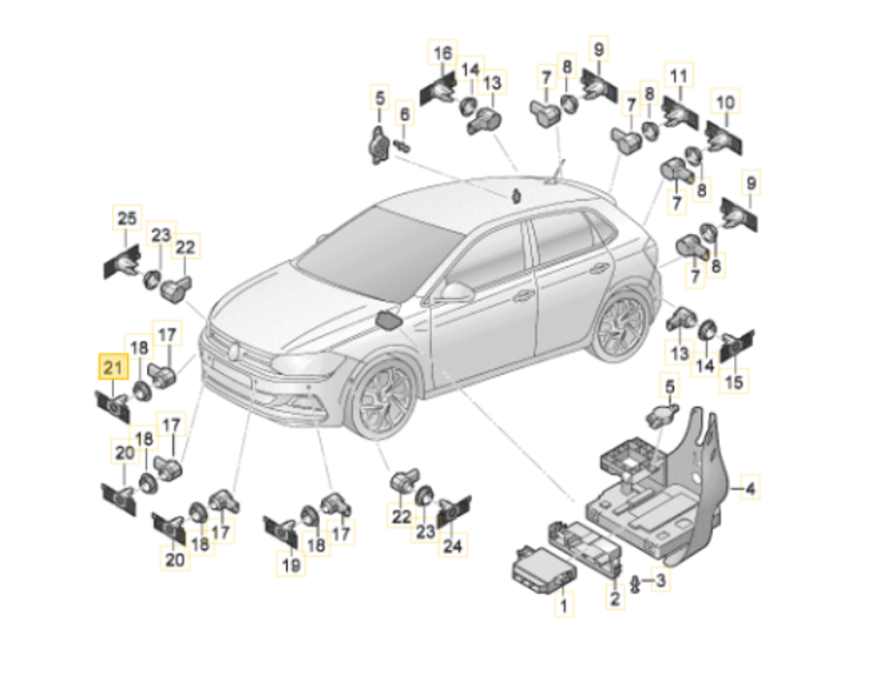 Braket, Park Sensörü (Sağ Ön)(VW Orjinal)(2G0919494)(VW Polo 5)