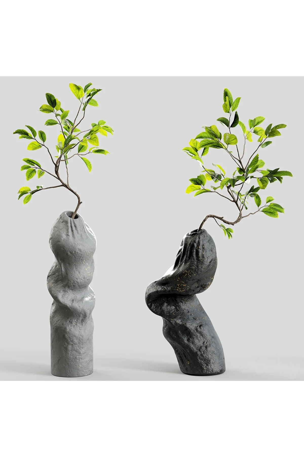 Branch Asimetrik Vazo Büyük Boy 25 CM Sert Plastik 3'lü Dekoratif Asimetrik Vazo