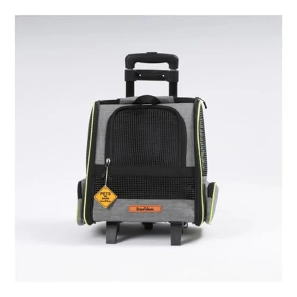 Brave Paws 2 Tekerlekli Plastik Fileli Kedi ve Köpek Taşıma Çanta