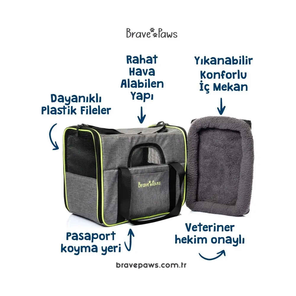 Brave Paws Kedi Köpek Taşıma Çantası Kare Model Yırtılmaz Plastik