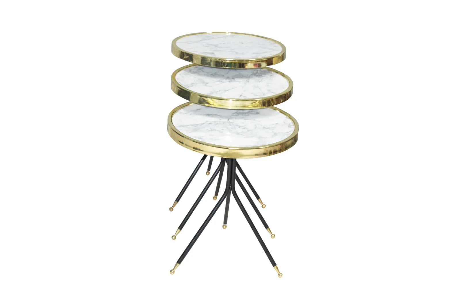 Brc 12875 OLİMPİK Zigon Beyaz Mermer Temper Cam Metal Gold kaplam