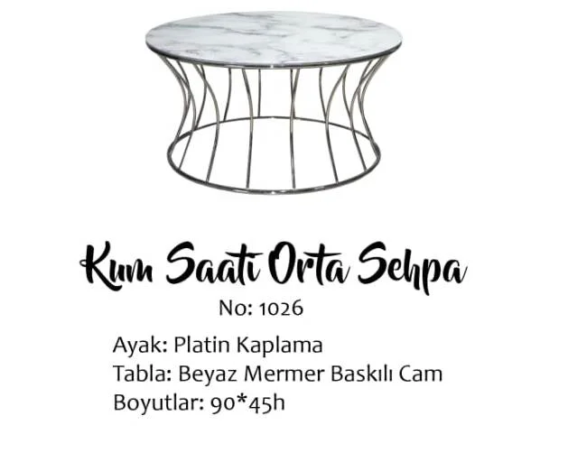 Brc 133557 sehpa kum saat Model BEYAZ MERMER TEMPER Cam Çelik PLA