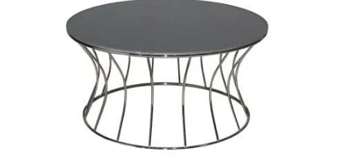 Brc 13356 Orta sehpa KUM SAAT Düz SİYAH Temper cam tabla PLATİN R