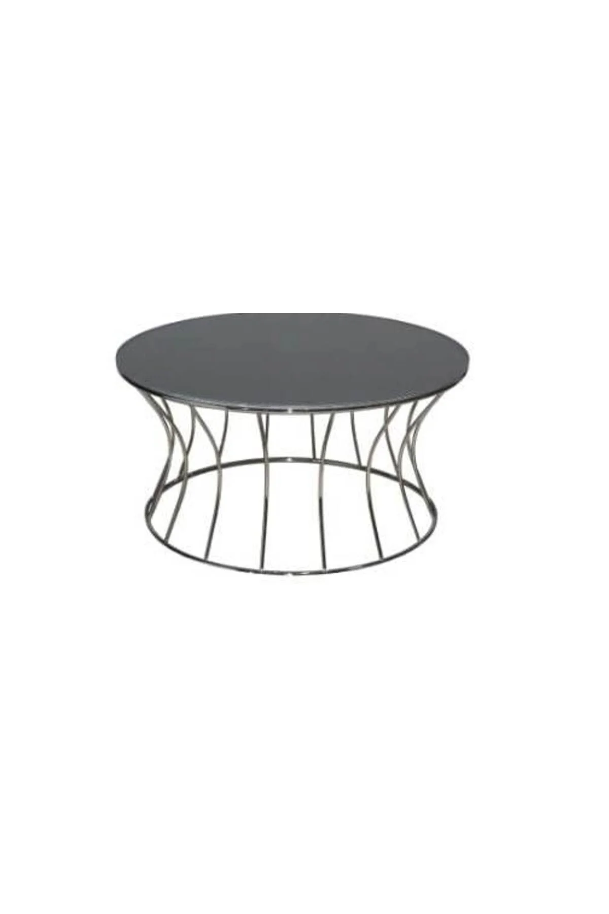 Brc 13356 Orta sehpa KUM SAAT Düz SİYAH Temper cam tabla PLATİN Renk Kaplam Metal - Görsel 2