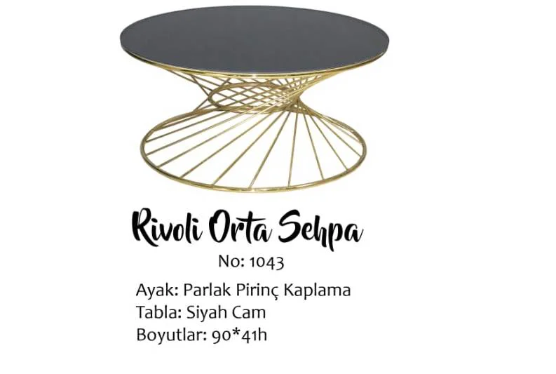 Brc 13373 Orta sehpa rivoli Siyah Temper cam GOLD Renk Kaplama Me