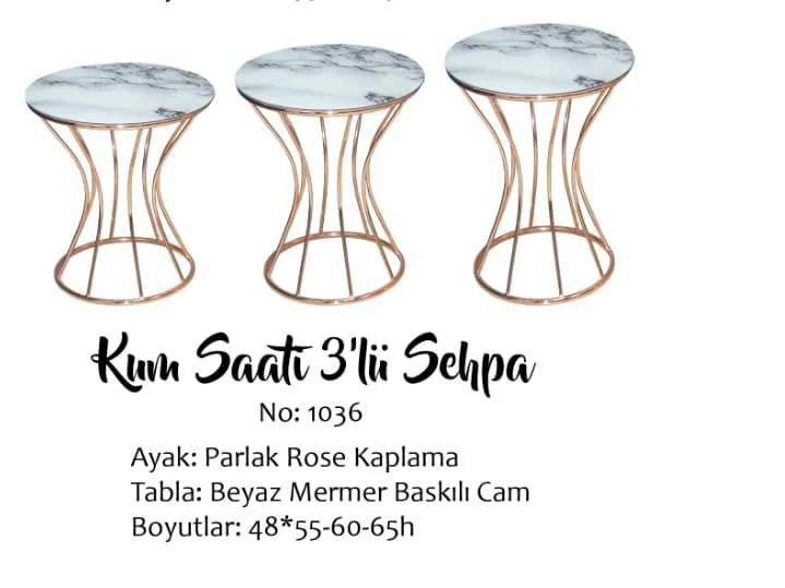 Brc 13394 KUMSAAT Zigon Beyaz Mermer TEMPER Cam Metal Bakır renk 