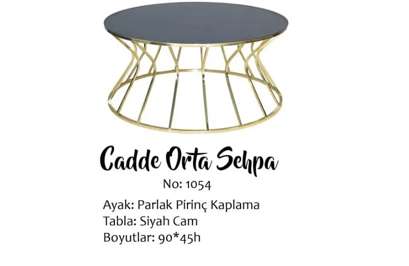Brc 13853 CADDE Orta sehpa Model Metal Gold Renk kaplam Düz Siyah