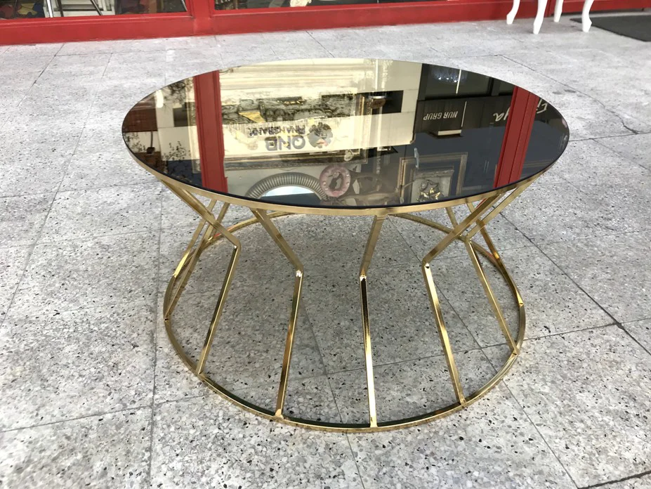 Brc 13853 CADDE Orta sehpa Model Metal Gold Renk kaplam Düz Siyah