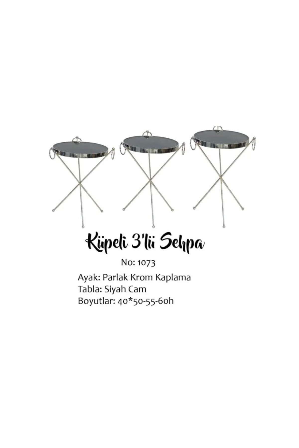 Brc 17523 Zigon Küpe Metal Gümüş Krom renk ayak Kırılmaz temper siyah cam tabla - Görsel 4