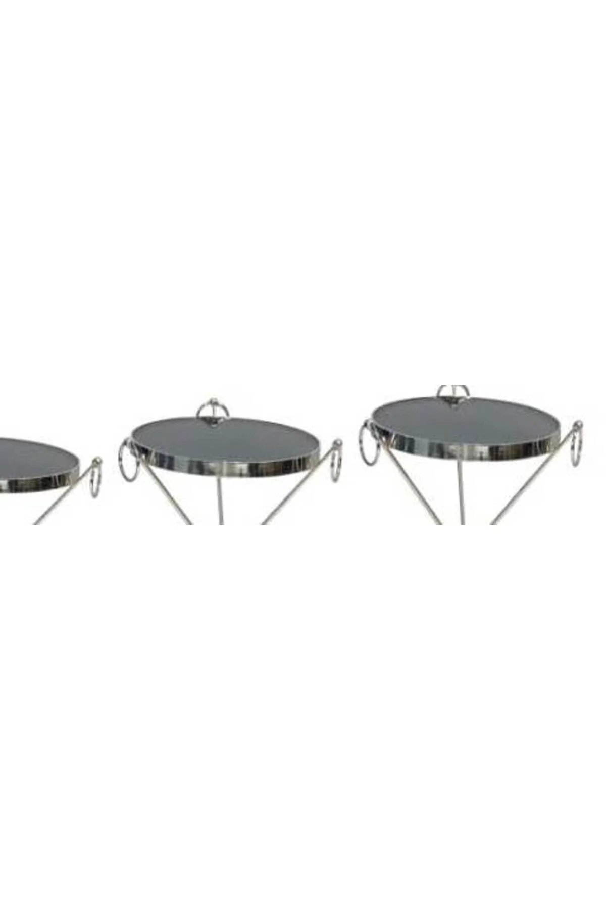Brc 17523 Zigon Küpe Metal Gümüş Krom renk ayak Kırılmaz temper siyah cam tabla - Görsel 3