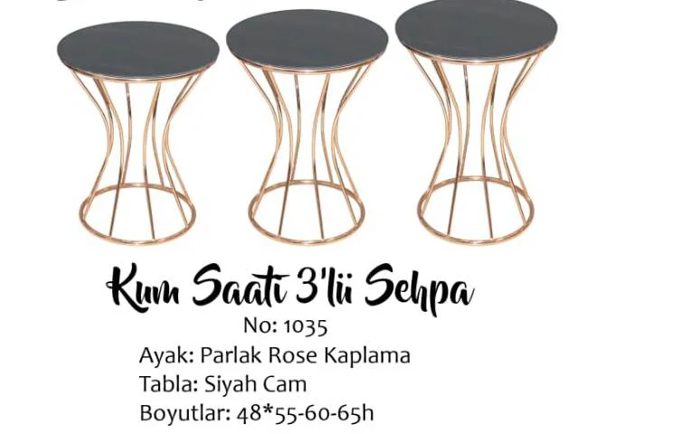 Brc 17530 KUMSAAT Zigon Düz Siyah Temper Cam Çelik Roza Renk Kapl Brc 17530 KUMSAAT Zigon Düz Siyah Temper Cam Çelik Roza Renk Kapl