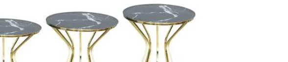 Brc 17535 CADDE Zigon Siyah Mermer Temper CAM Metal Gold renk Kap