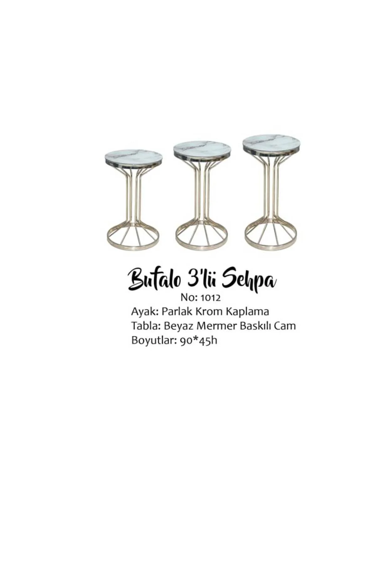 Brc 17542 zigon Bufalo Beyaz Mermer Temper cam Metal Gümüş Renk Kaplama El Yapım - Görsel 4