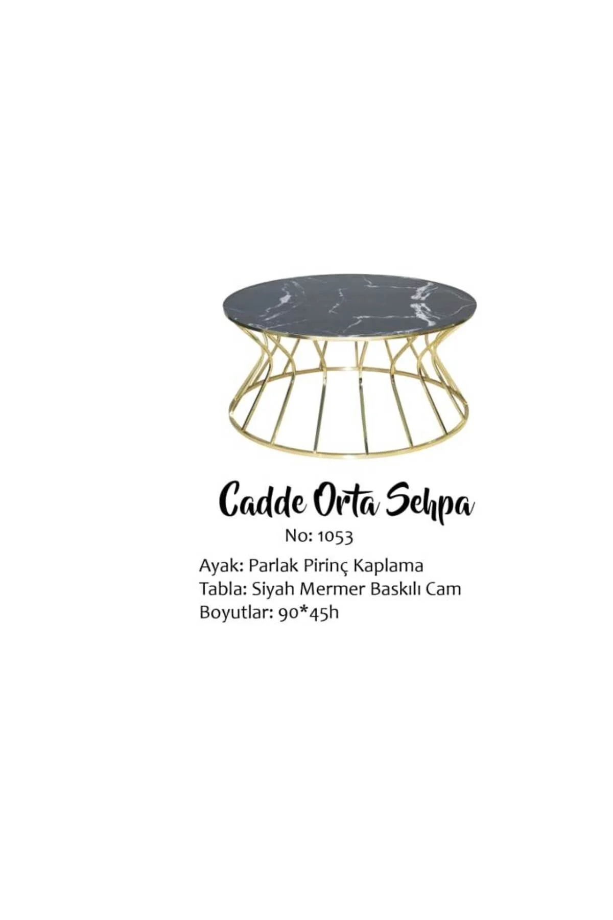 Brc 17561 Orta Sehpa Cadde Siyah Mermer Temper Cam Metal GOLD renk Kaplam El Yapı - Görsel 4