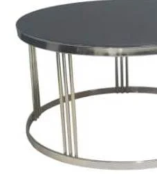 Brc 17565 sehpa C Model Siyah Temper Cam Metal Gümüş krom Kaplama