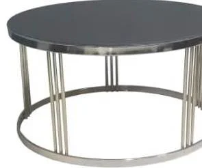 Brc 17565 sehpa C Model Siyah Temper Cam Metal Gümüş krom Kaplama