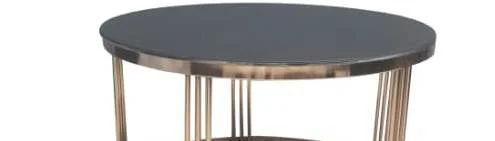 Brc 17568 Orta sehpa C Düz Siyah Temper Cam Metal ROZA renk Kapla