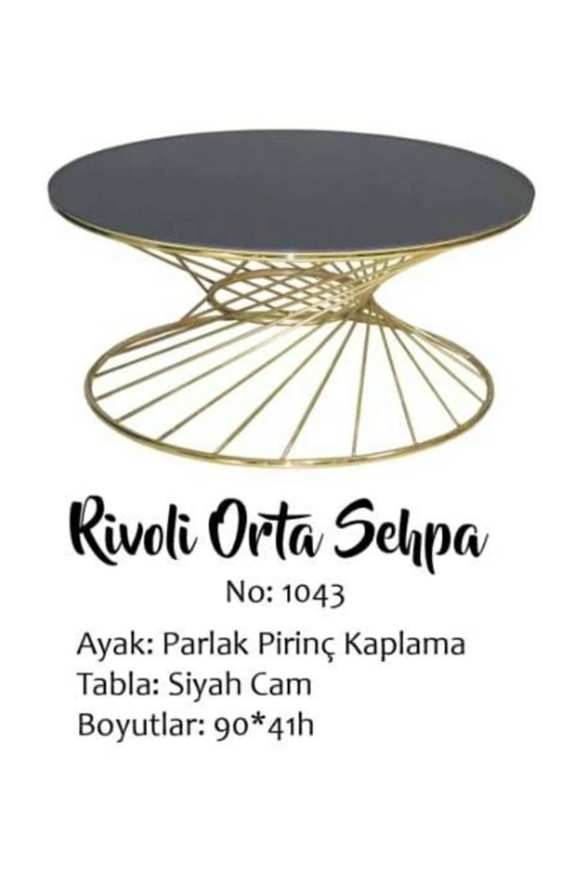 Brc 18515 Orta Sehpa RiVOLİ Model Siyah Düz Cam Metal Gold renk K