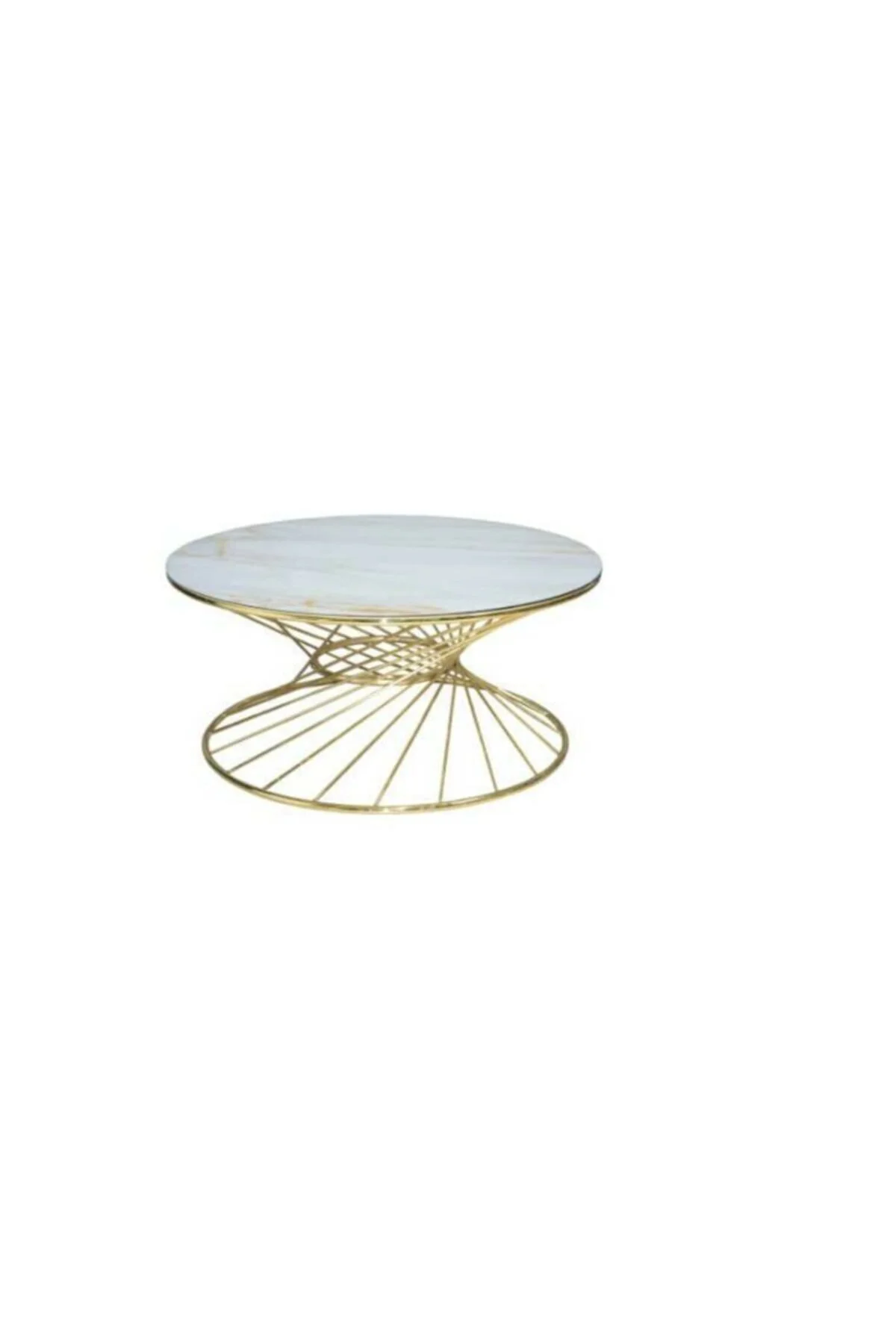 Brc 18517 Orta Sehpa RiVOLİ Model Beyaz Mermer Cam Metal Gold ren