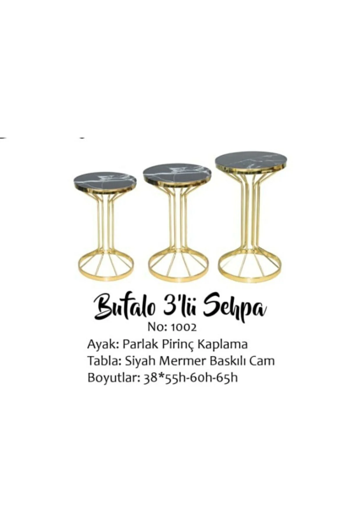 Brc 18536 BUFALO Zigon Model Metal Gold Kaplama Siyah Mermer Temp