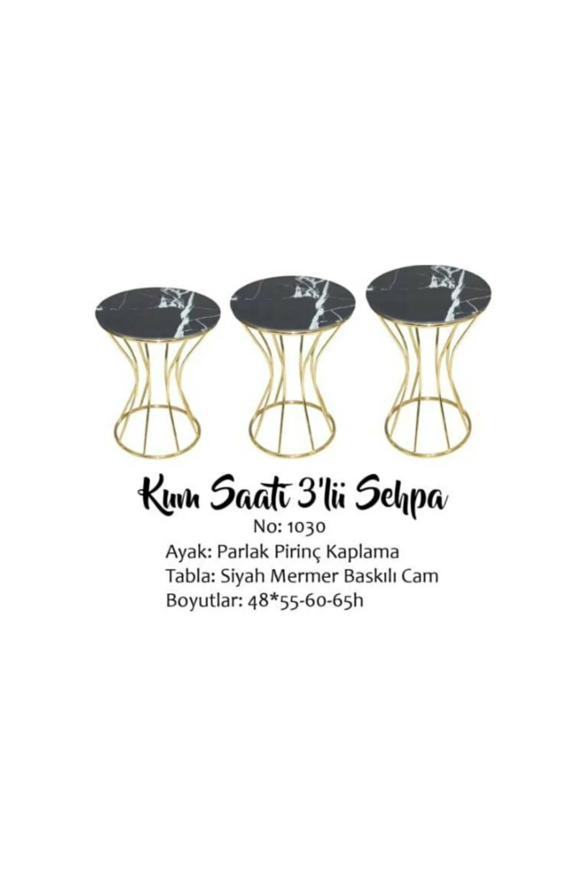 Brc 18543 Zigon KUM SAATİ Siyah Mermer Desen Metal Gold renk Kapl