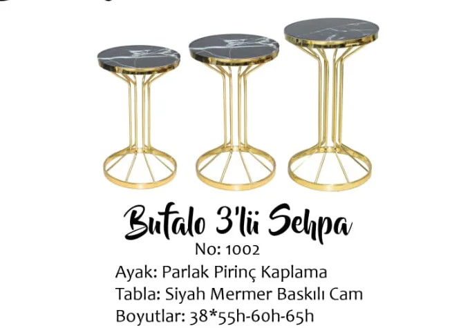 Brc Bufalo 14056 Zigon Siyah Mermer Temper cam GOLD Renk Kaplam M
