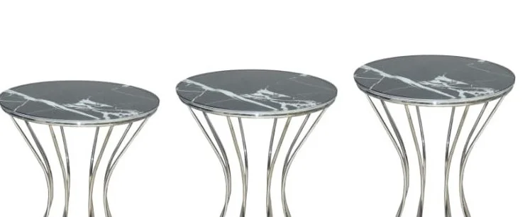 Brc KUM SAAT 14066 Zigon Metal KROM Renk kaplama Siyah Mermer tem