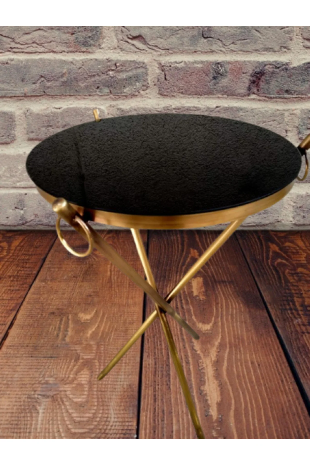Brc Küpe 17628 zigon Metal Bakır Eskitme Gold renk ayak Kırılmaz siyah cam tabla - Görsel 7