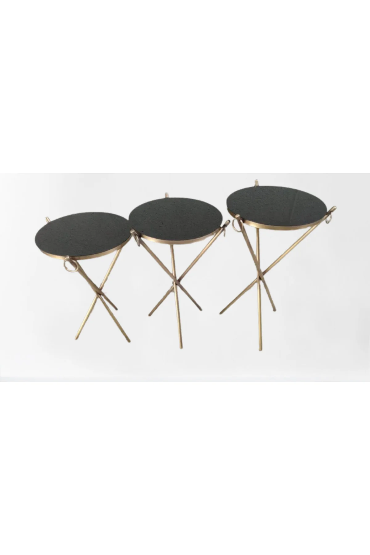 Brc Küpe 17628 zigon Metal Bakır Eskitme Gold renk ayak Kırılmaz siyah cam tabla - Görsel 4