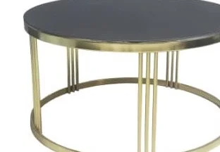 Brc Orta Sehpa 14058 C Model Düz Siyah TEMPER Cam Metal GOLD renk