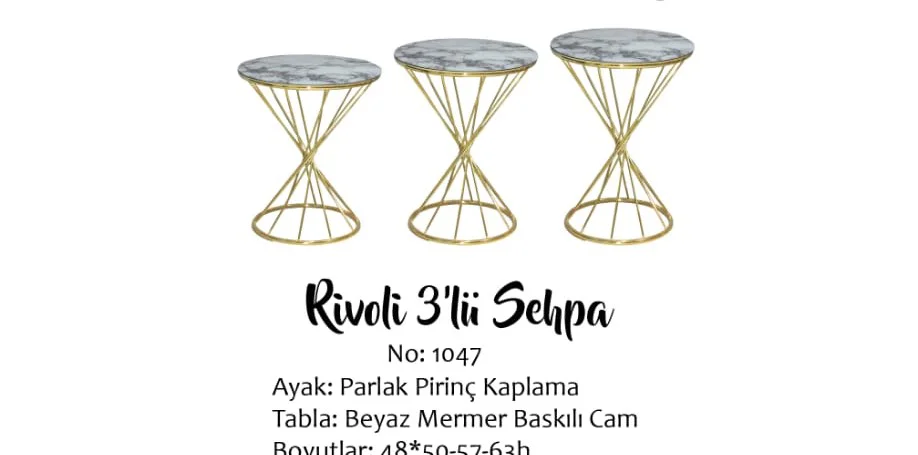Brc RİVOLİ 14067 Zigon Metal Gold Renk kaplama Beyaz Mermer tempe