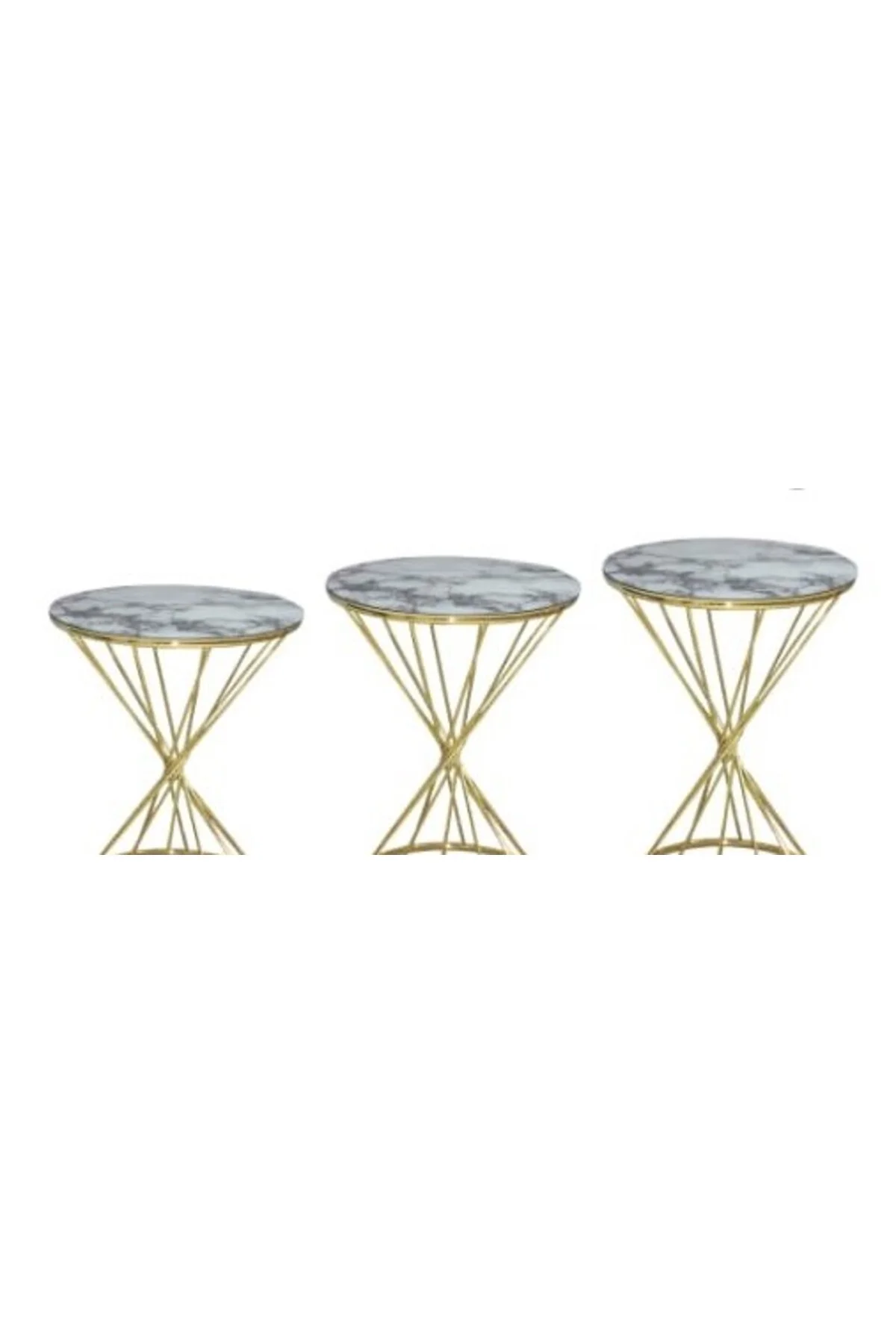 Brc RİVOLİ 14067 Zigon Metal Gold Renk kaplama Beyaz Mermer temper cam El yapım - Görsel 3