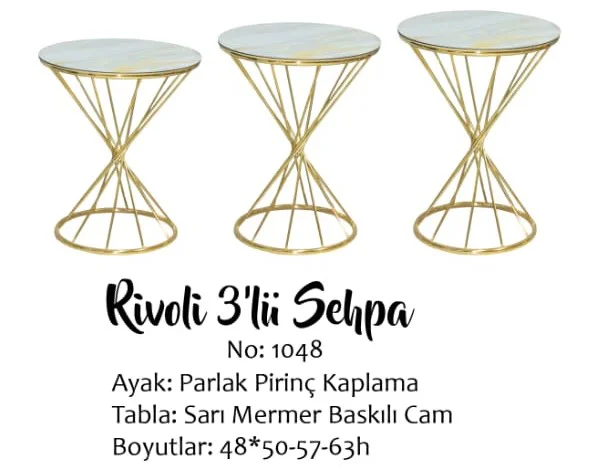 Brc RİVOLİ 14068 Zigon Metal Gold Renk kaplama Beyaz Mermer tempe
