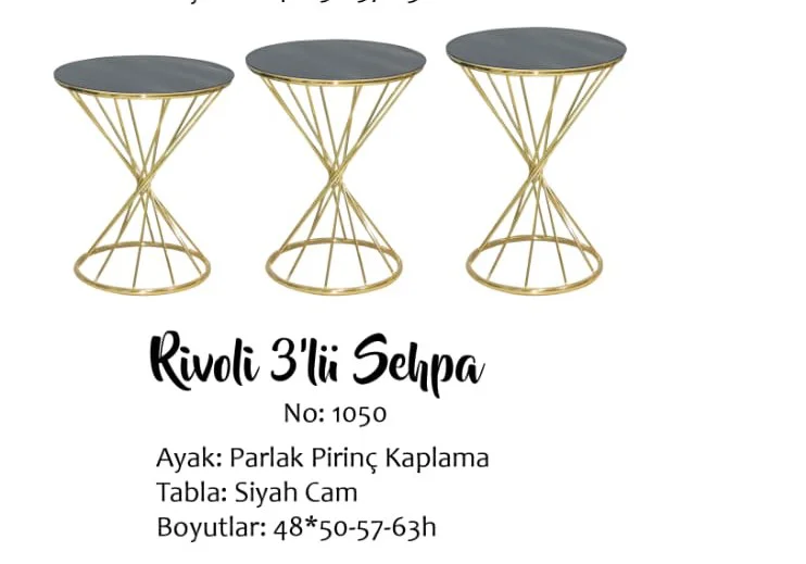 Brc RİVOLİ 14070 Zigon Model Metal Gold Renk kaplam Düz Siyah tem