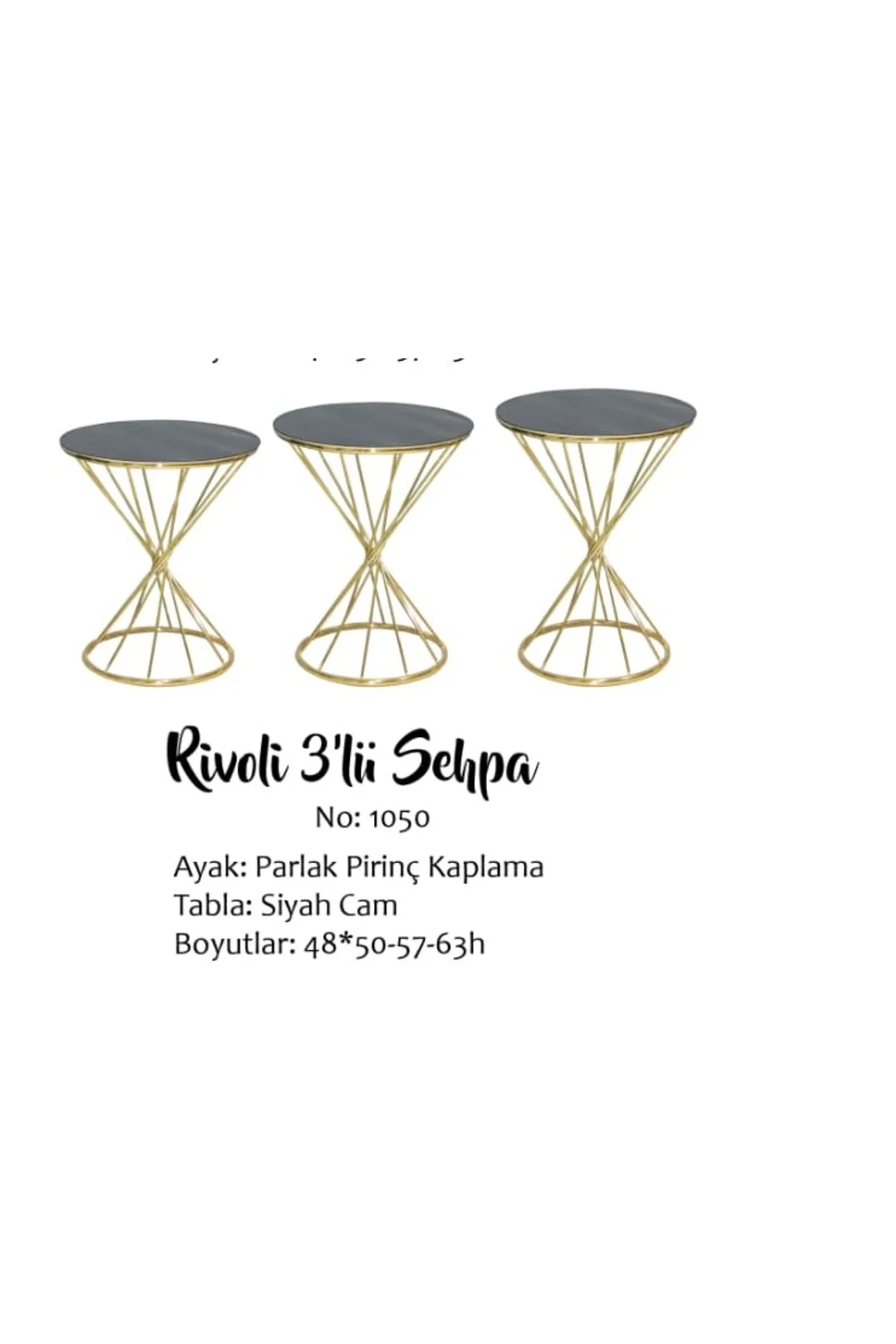 Brc RİVOLİ 14070 Zigon Model Metal Gold Renk kaplam Düz Siyah temper cam El yapım - Görsel 3